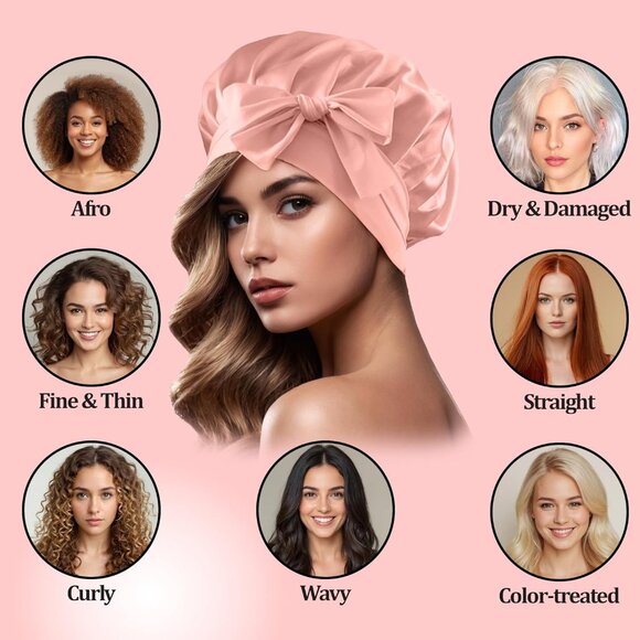 Silk Bonnet 100% Mulberry Sleep Cap Breathable & Adjustable Sleeping Caps Non Sl - Picture 6 of 7